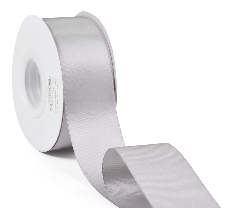 YAMA Silver Double Faced Satin Ribbon, 1-1/2 Inch 25 Yards, for Crafts Bows Flower Bouquet Wedding Home Decor Gift Wrapping - Image 2